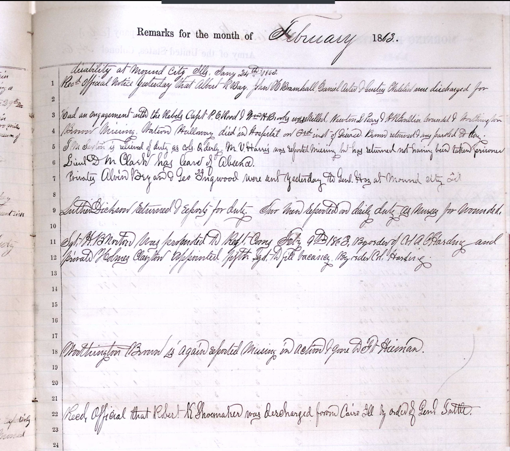 83rd Illinois Infantry Morning Reports